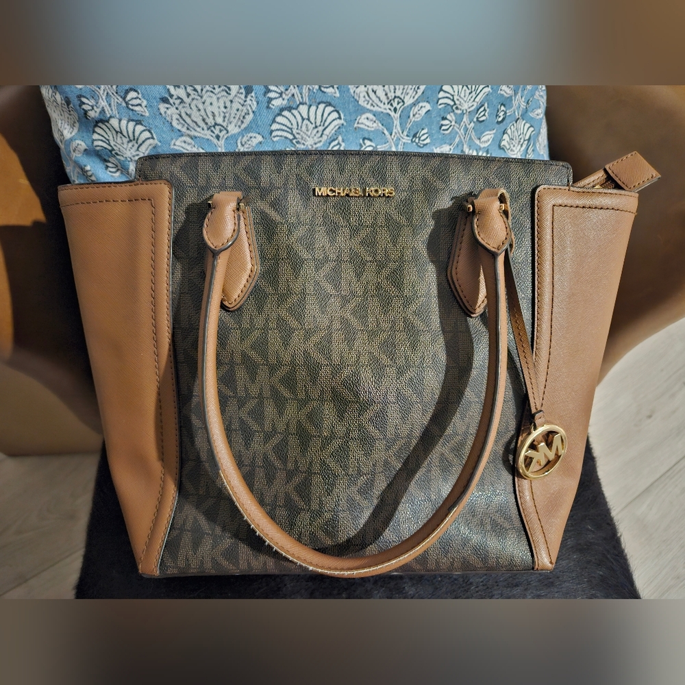 Michael Kors Tan and Brown Signature Tote